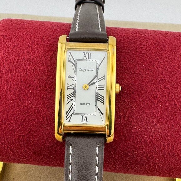 Vintage Classic Reto Oleg Cassini Tank Style Watchwith Roman Numerals - Picture 1 of 9